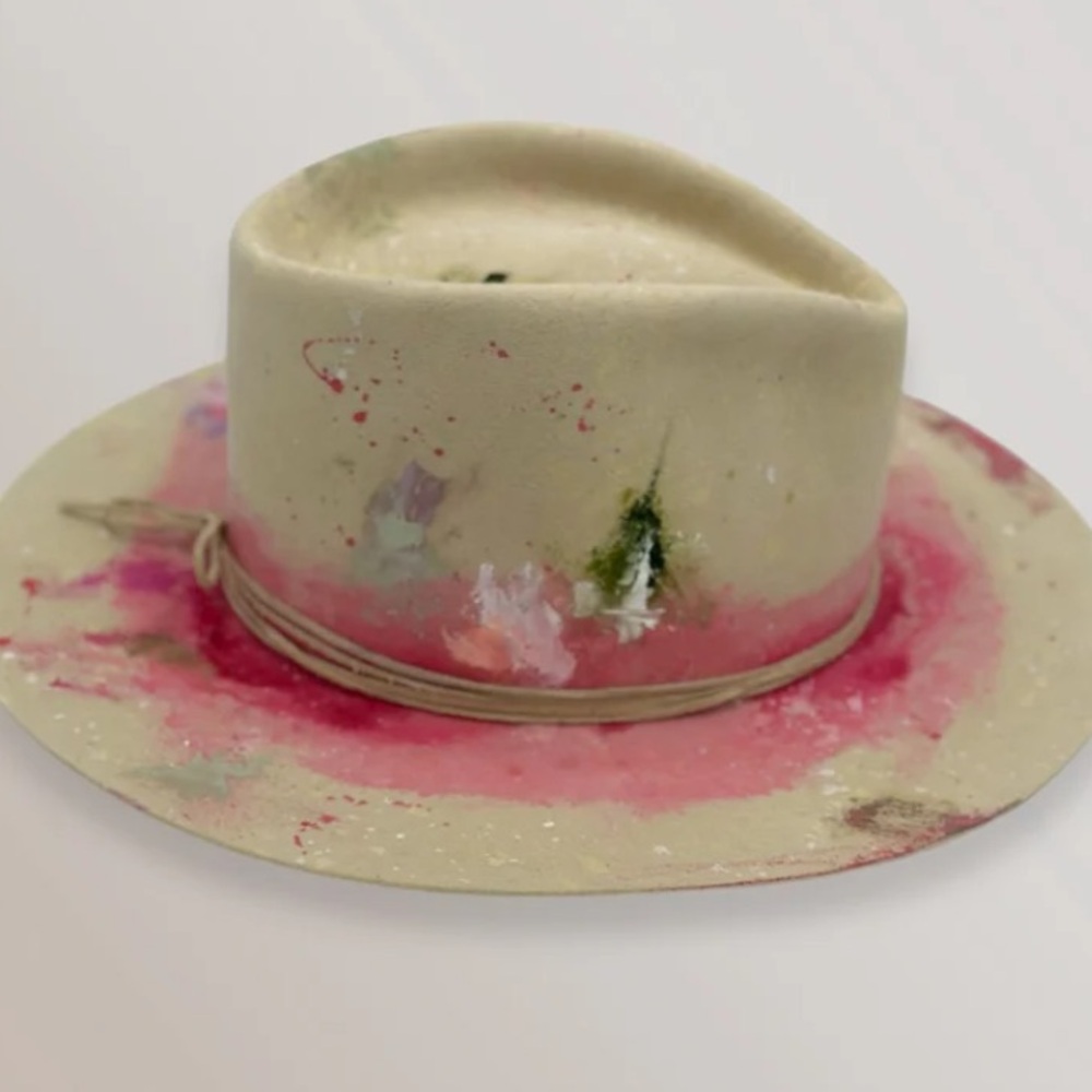 JW Bennett Hand painted “When Inspiration-Strikes Hat” - OOAK 7 3/8 - Picture 2 of 13